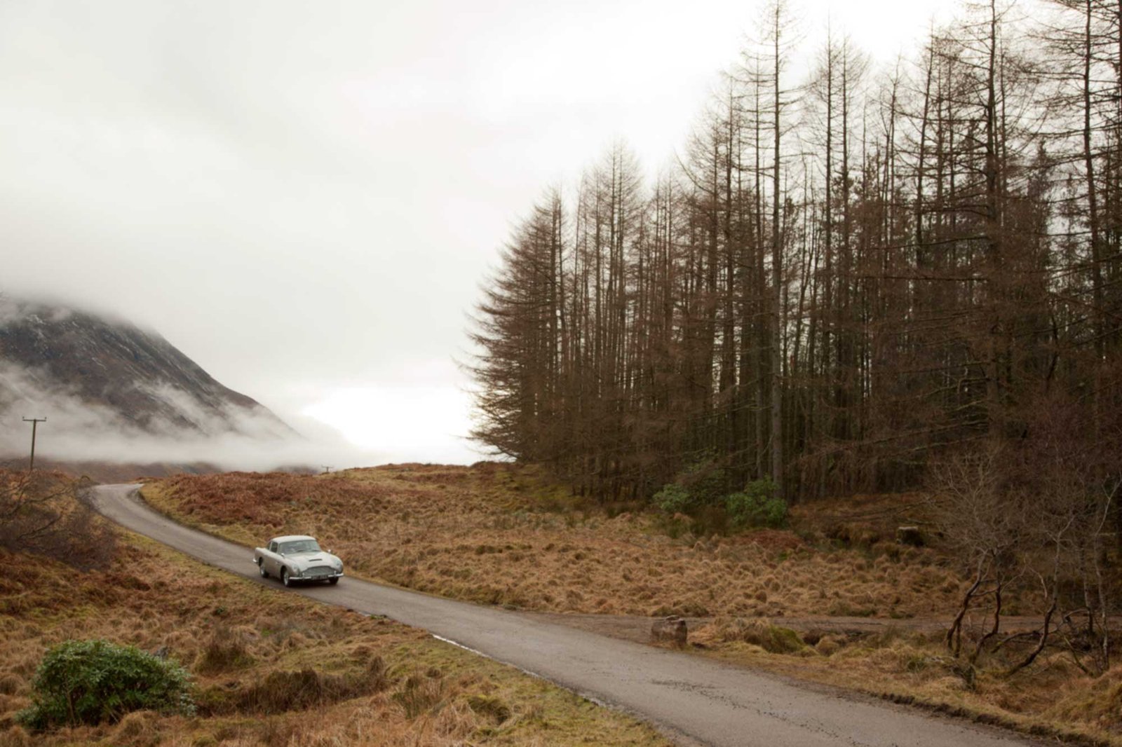 James Bond's car on lonely road